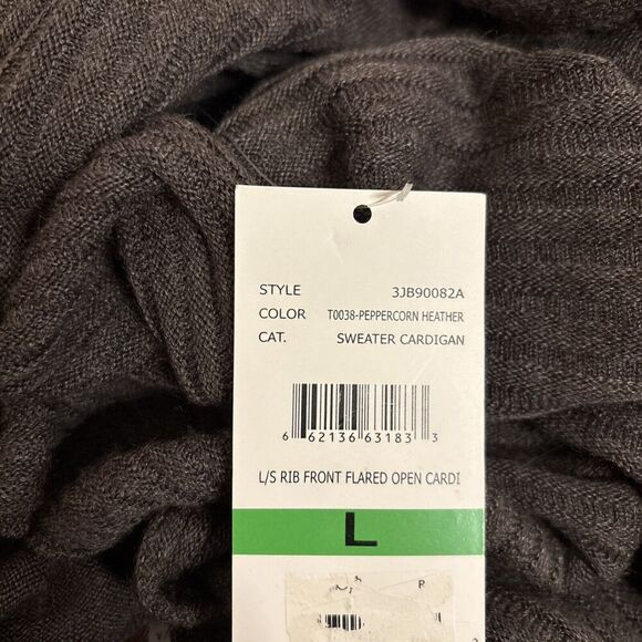 Debbie Morgan Long Sleeve Ribbed Front Flared Open Cardigan Sweater Brown Large - Picture 14 of 16